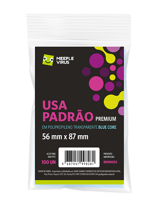 Sleeves Padrão Usa Premium 56 x 87mm (Blue Core)