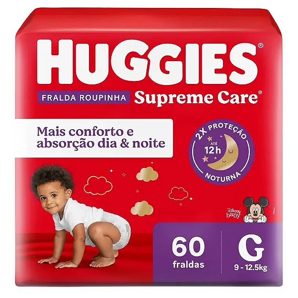 FRALDA ROUPINHA HUGGIES SUPREME CARE TAM G 60 – KIMBERLY