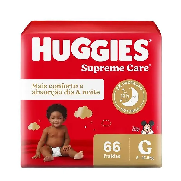 Fralda Huggies Supreme Care G 66 unidades