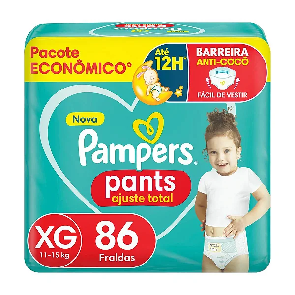 Fralda Pampers Pants Ajuste Total XG 86 unidades