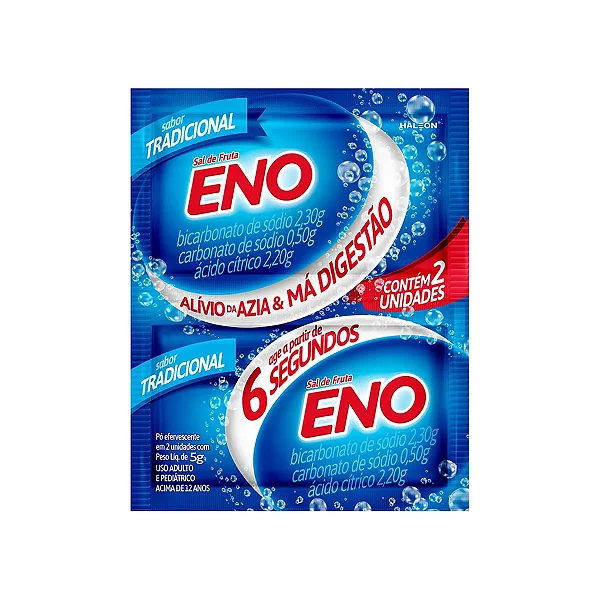 Sal de Fruta Eno Tradicional Pó Efervescente 5g 2 envelopes