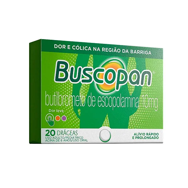 Buscopan Brometo de N Butil Escopolamina 10mg 20 drágeas