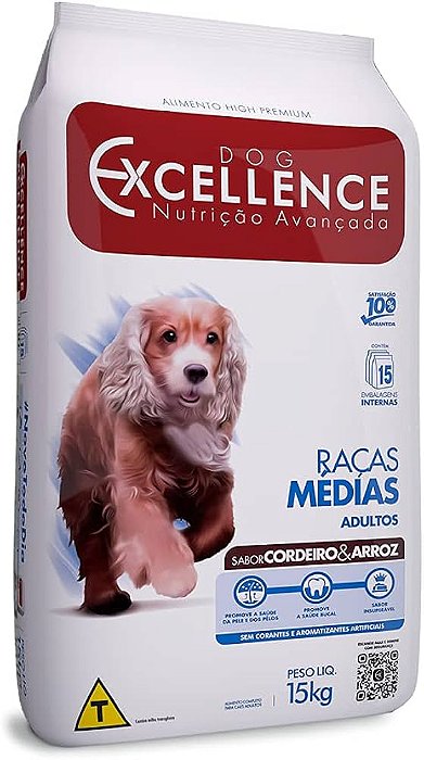 Racao Dog Excellence Racas Media Adultos Cordeiro E Arroz 1kg