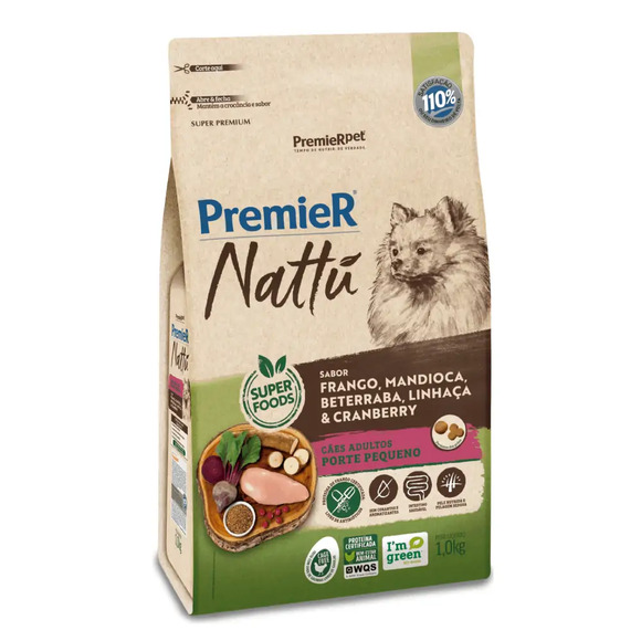 Premier Nattu Cães Adultos Mandioca Pequeno Porte 1 kg