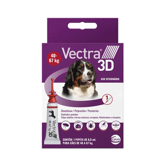 Antipulgas Vectra 3D Cães 40 a 67 kg Ceva 8 ml 1 pipeta