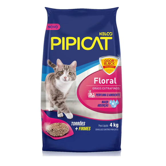Areia Pipicat Perfumada Floral para Gatos 4 kg