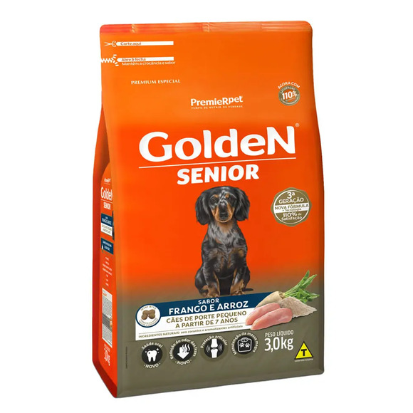 Golden Fórmula Sênior Raças Pequenas Frango e Arroz Mini Bits 3 kg