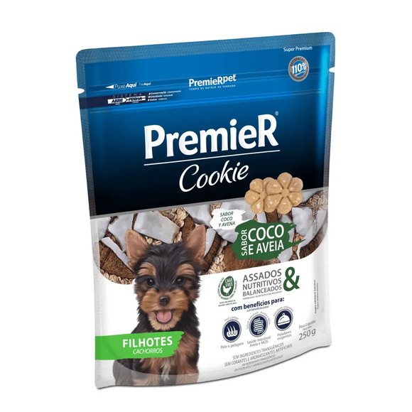 Cookie Premier Cães Filhotes Coco e Aveia 250 g