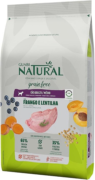 Guabi Natural CÃo Adulto/medio Frango/lentilha 2.5kg