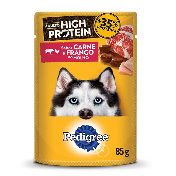 Ração Úmida Pedigree High Protein Cães Adultos Carne e Frango 85g