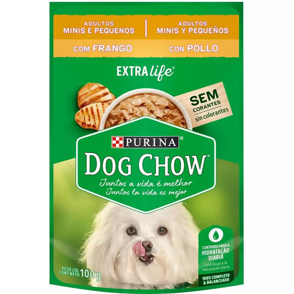 Ração Úmida Dog Chow Cães Adultos Mini e Pequenos Frango 100 g
