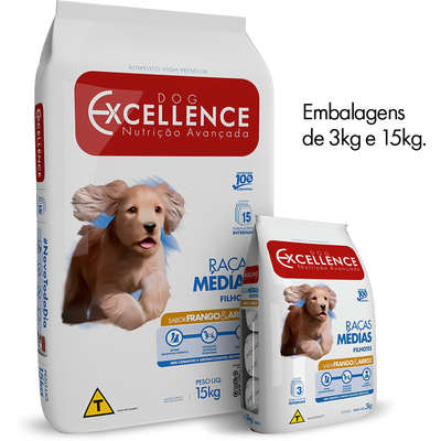 Racao Dog Excellence Racas Media Filhote Frango E Arroz 1kg