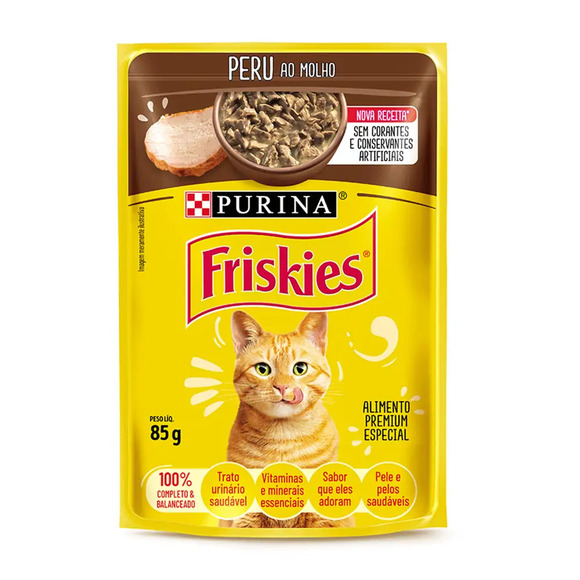 Ração Úmida Friskies Gatos Adultos Peru ao Molho 85g