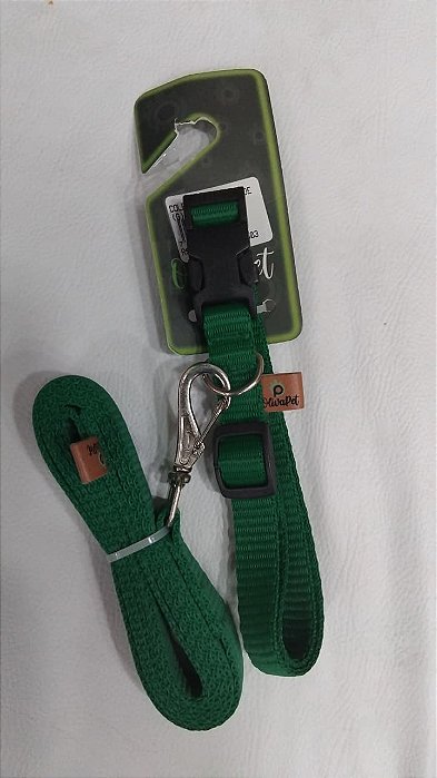 Coleira + Guia Verde (p)