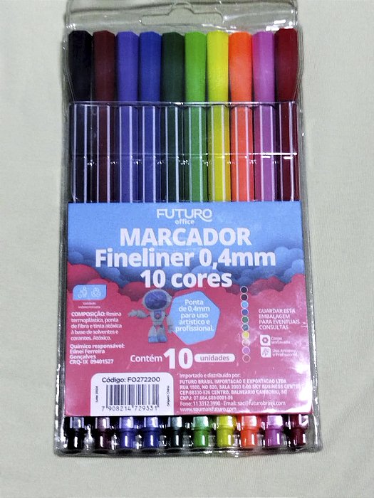 Kit Marcador Fineliner 0.4mm – 10 Cores Vibrantes Futuro