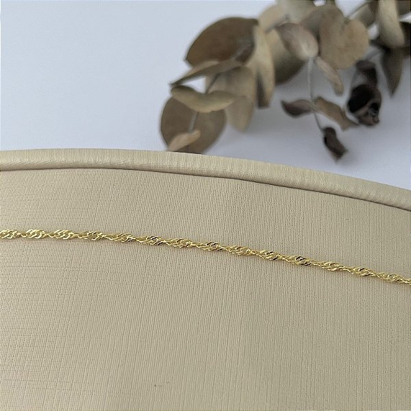 Tornozeleira em banho de ouro 18k modelo malha fina