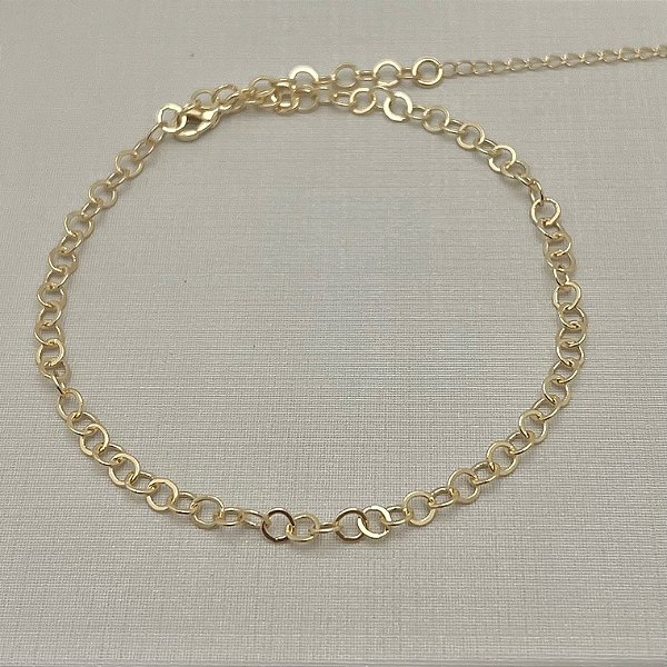 Tornozeleira em banho de ouro 18k de bolinhas vazada