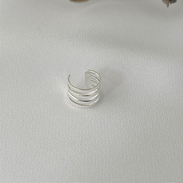 Piercing fake em banho de prata silver liso quatro linhas