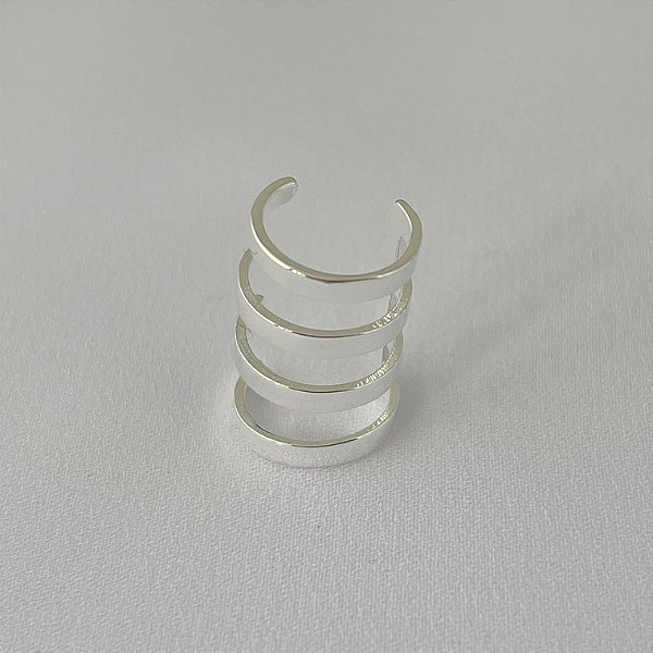 Piercing fake em banho de prata silver liso quatro linhas grande