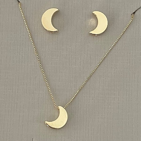 Conjunto de lua em banho de ouro 18k