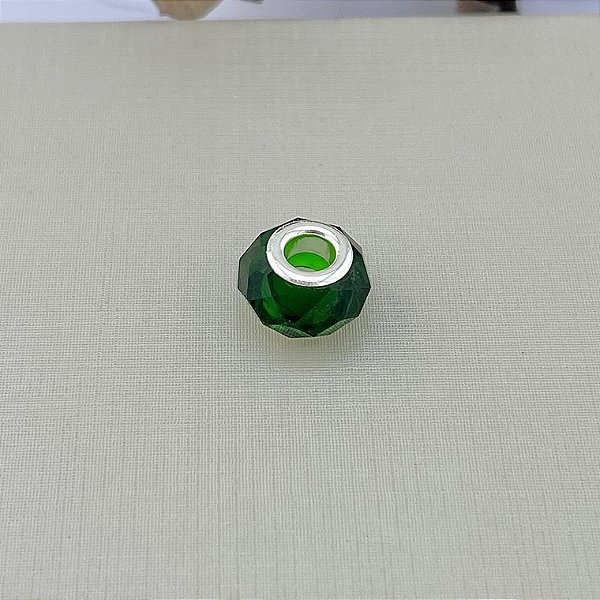 Berloque murano verde em banho de prata silver