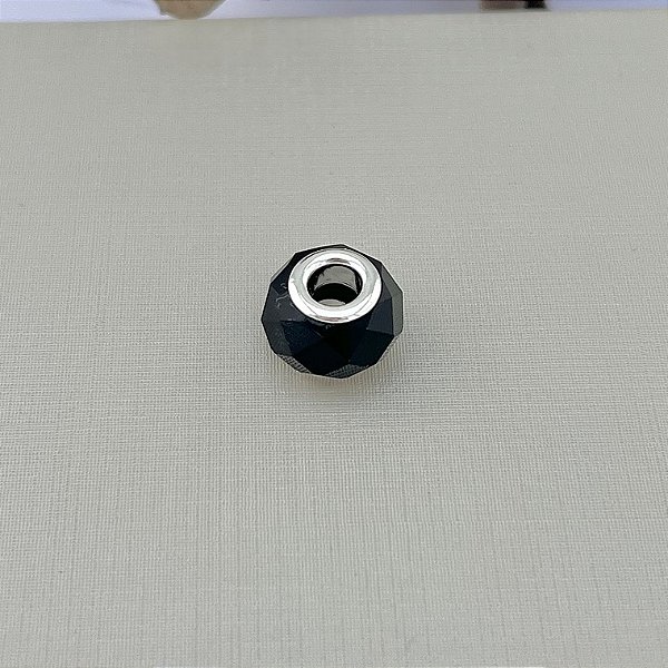 Berloque murano preto em banho de prata silver