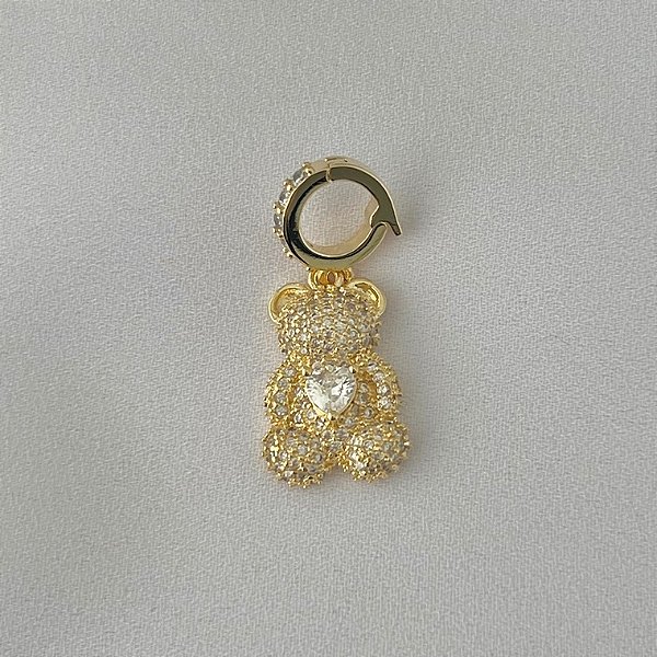 Pingente urso cravejado em banho de ouro 18k
