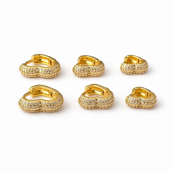 Trio de argolas corações cravejados robusta em banho de ouro 18k