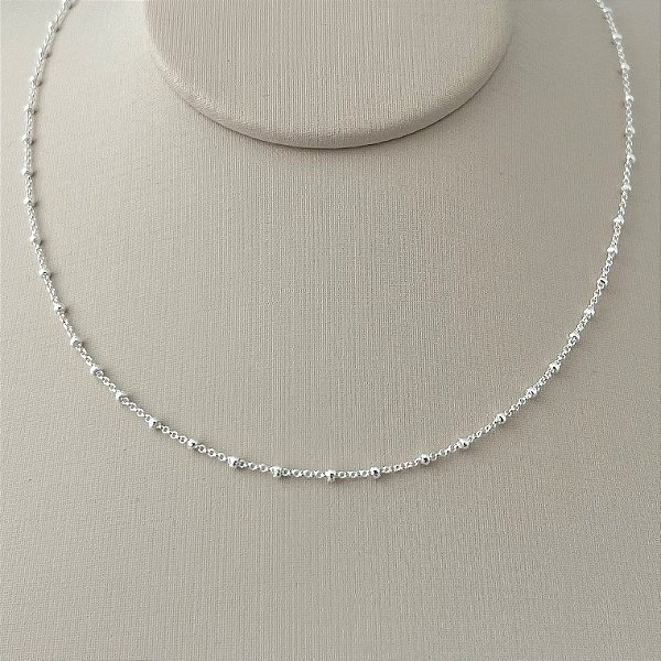 Corrente com bolinhas lisas em banho de prata silver