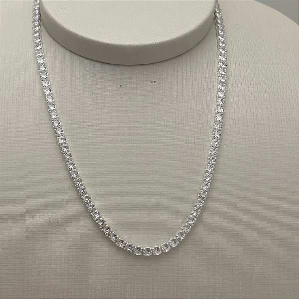 Corrente Riviera tradicional em banho de prata silver