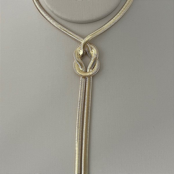 Corrente salamandra com nó em banho de ouro 18k