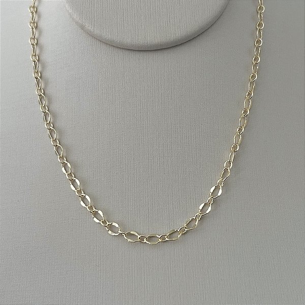 Corrente elos tradicionais intercalados em banho de ouro 18k