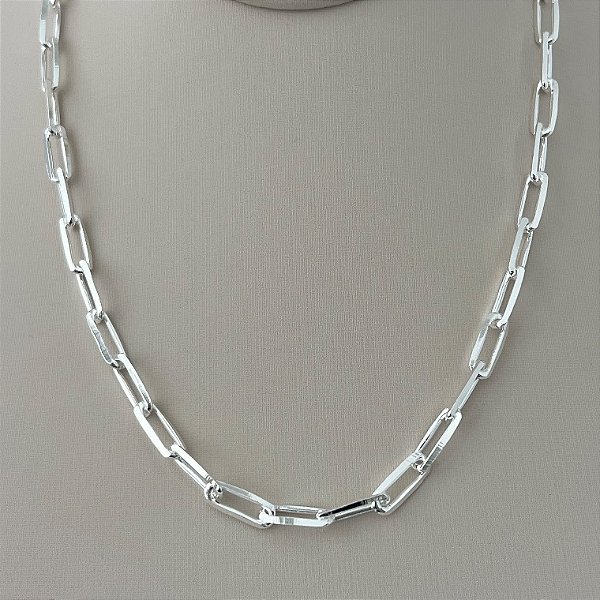 Corrente de elos cartier grosso em banho de prata silver