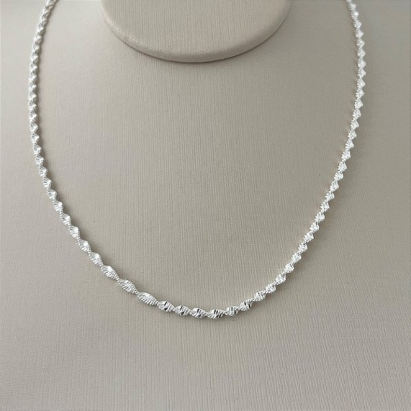 Corrente malha em banho de prata silver