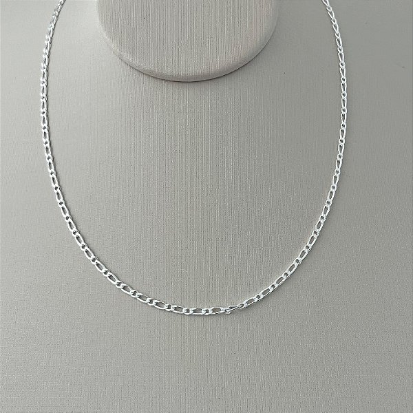 Corrente masculina dois elos mini em banho de prata silver