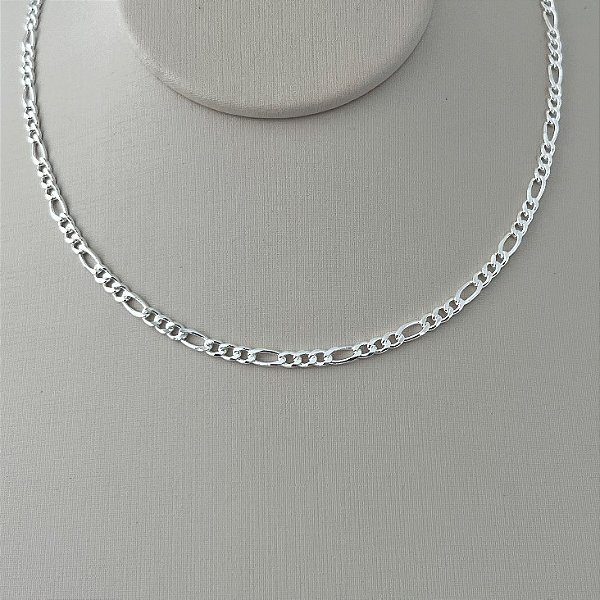 Corrente masculina elo grumet intercadalo M fecho relógio em banho de prata silver