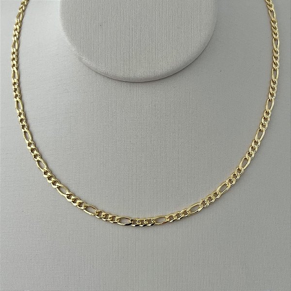 Corrente masculina elo grumet intercadalo M fecho relógio em banho de ouro 18k