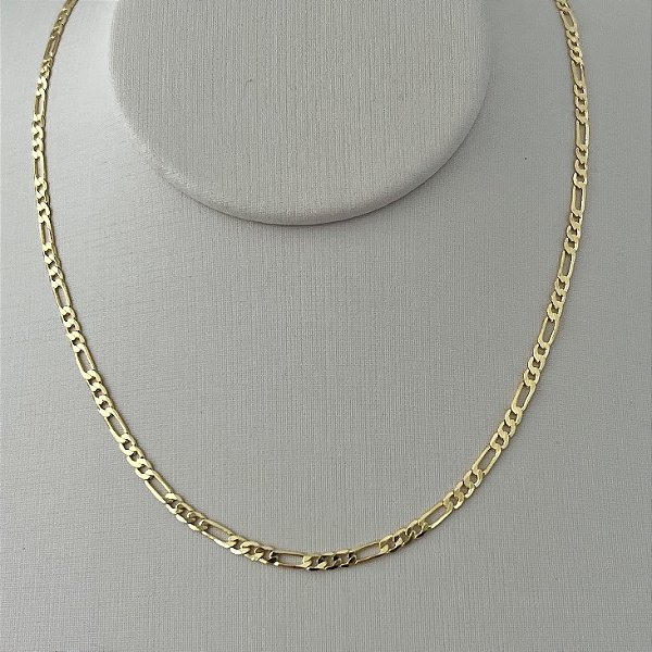 Corrente infantil elo grumet intercalados em banho de ouro 18k