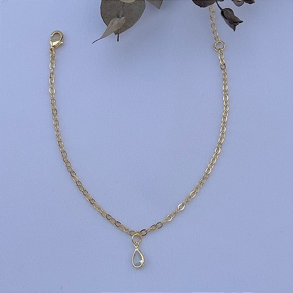 Pulseira com gota de ponto luz em banho de ouro 18k