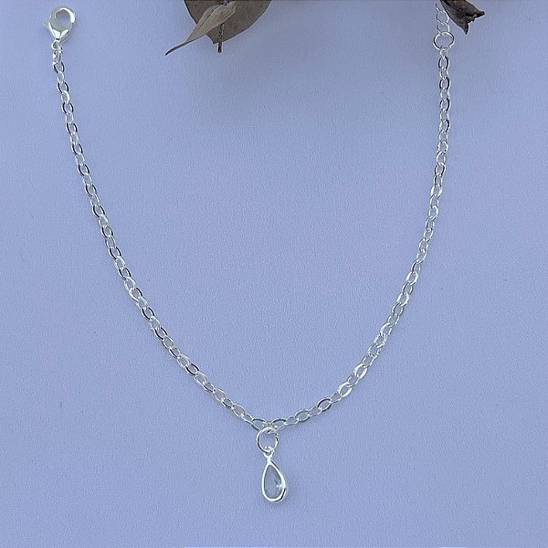 Pulseira com gota de ponto luz em banho de prata silver