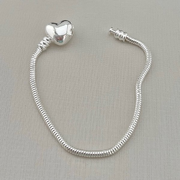 12.0017.0.S - Pulseira pandora fecho coração 15cm