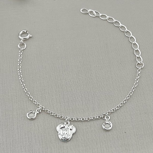 Pulseira infantil Minnie em banho de prata silver