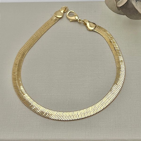 Pulseira fita G em banho de ouro 18k