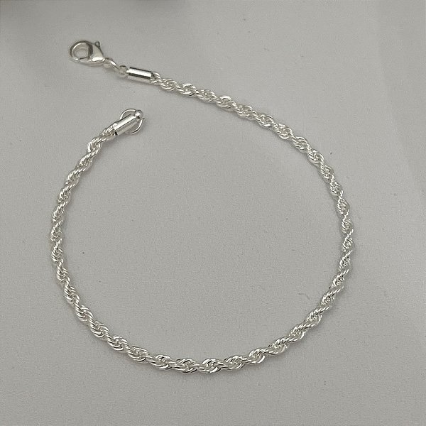 Pulseira cordão baiano fina em banho de prata silver