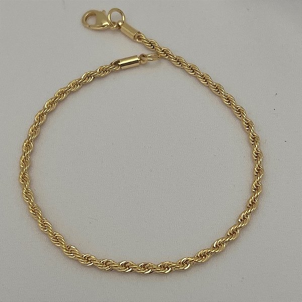 Pulseira cordão baiano fina em banho de ouro 18k