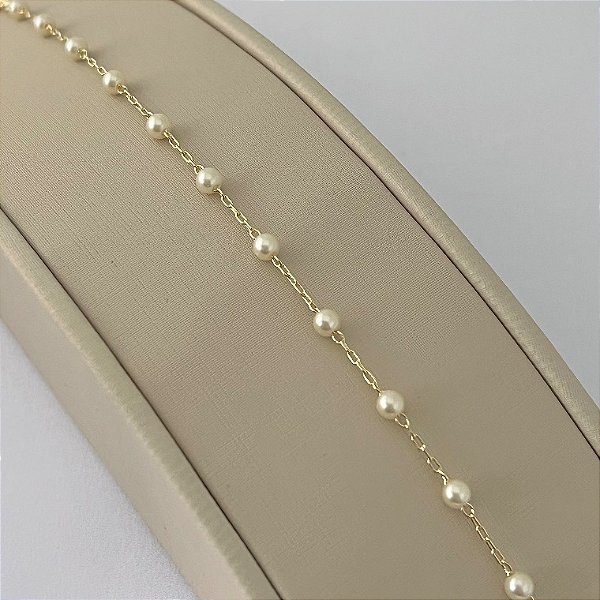 Pulseira de bolinhas pérolas em banho de ouro 18k
