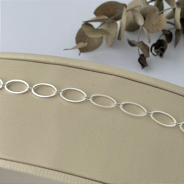 Pulseira elos ovais grande em banho de prata silver
