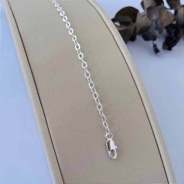 Pulseira de elos texturizados em banho de prata silver