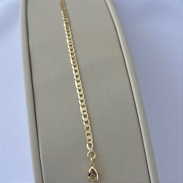 Pulseira infantil de elos grumet intercalado em banho de ouro 18k