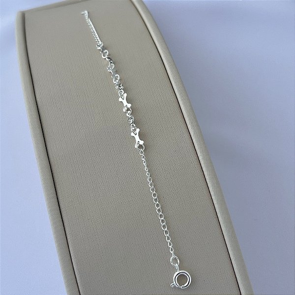 Pulseira infantil mini ossos cachorros em banho de prata silver